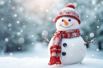 festive snowman enjoying winter atmosphere. Generative AI