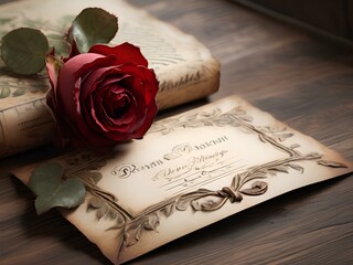 old book and rose, Generative AI