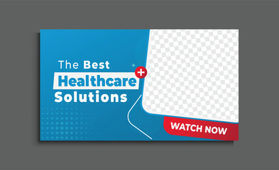 Medical health care YouTube thumbnail clickable video cover editable web banner design