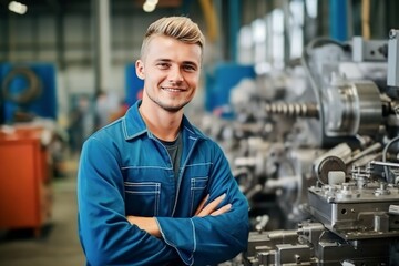 A picture profile of mechanic in factory