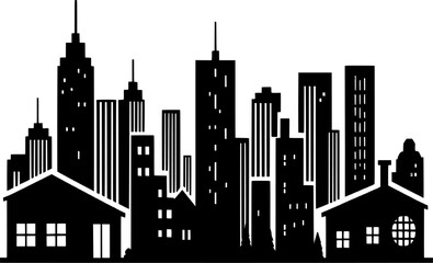 City skyline silhouette background illustration