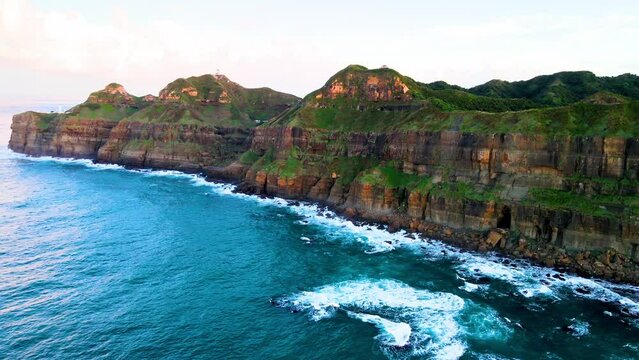 Bitoujiao Lighthouse at the Northeast coast of Taiwan (New Taipei City and Yilan) National Scenic Area.