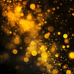Abstract bokeh background with a vibrant yellow glow and particles, creating a magical and dreamy atmosphere.
