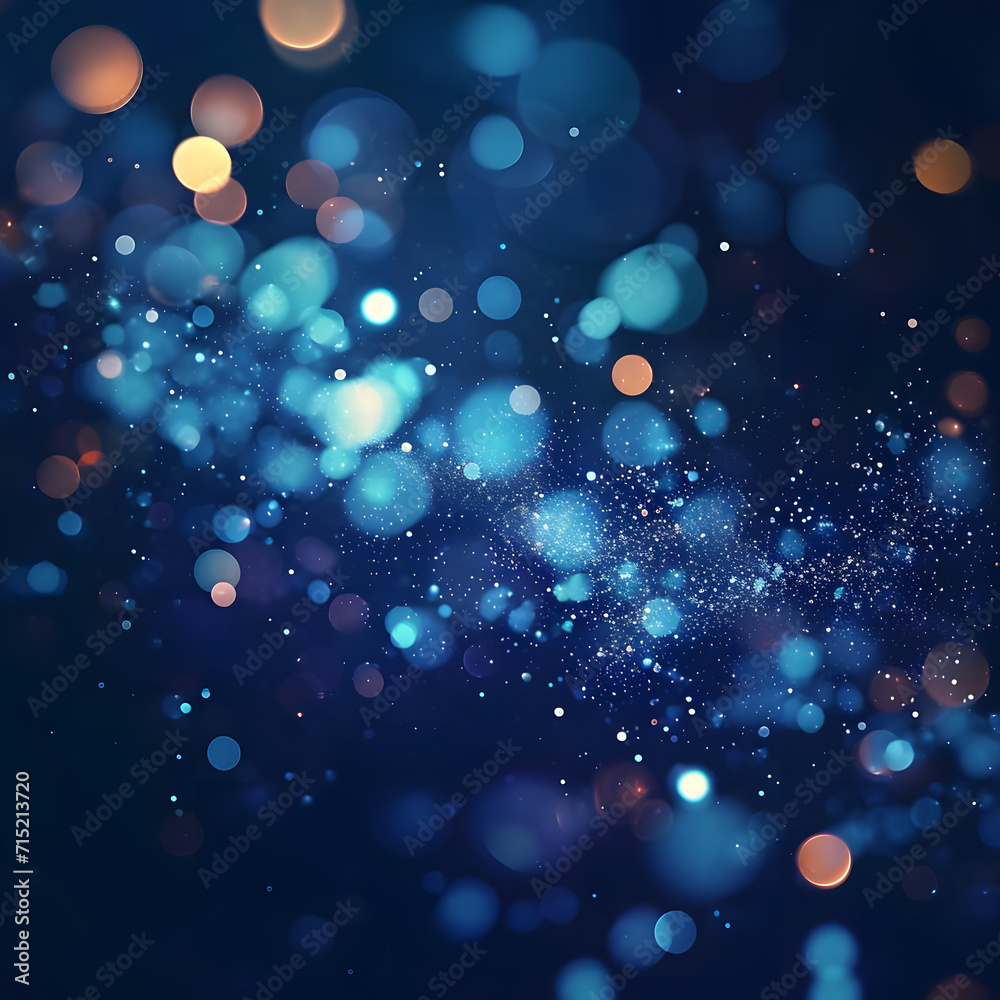 Wall mural vibrant blue abstract background with a mesmerizing bokeh pattern and scattered particles, creating 
