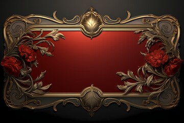vintage luxury rectangle banner with red and gold design decorative ornate element 