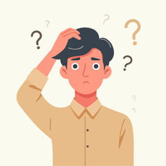 Fototapeta na wymiar People have curious expressions and question marks are floating around their heads. flat design style vector illustration.