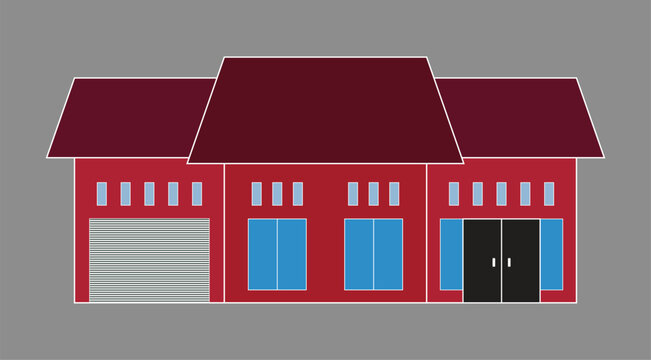 Modern simple house vector in red color