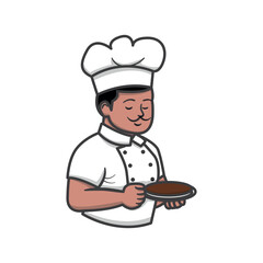 Cute Cartoon Chef Character in Traditional Uniform