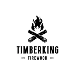 Foto op Plexiglas firewood logo design vintage vector © xigma