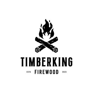 firewood logo design vintage vector