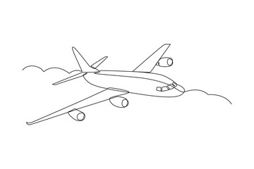 Continuous one line drawing Air transportation concept. Doodle vector illustration.