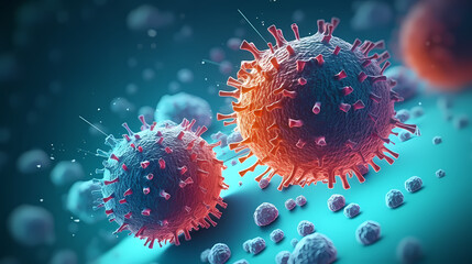 Fototapeta premium Cell background, virus cells, medical research background