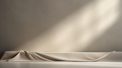 Abstract interior design. Light beige podium background with Generative Ai.