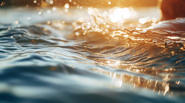 a macro bokeh photo focusing on the texture of the water