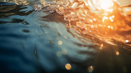 a macro bokeh photo focusing on the texture of the water