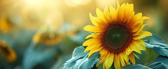 Minimalistic detail representation of a sunflower in full bloom. generative AI