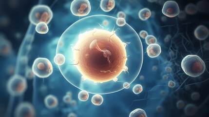 Cell background, virus cells, medical research background