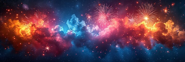 Beautiful Fireworks Whinter Night Sky New, Background HD, Illustrations