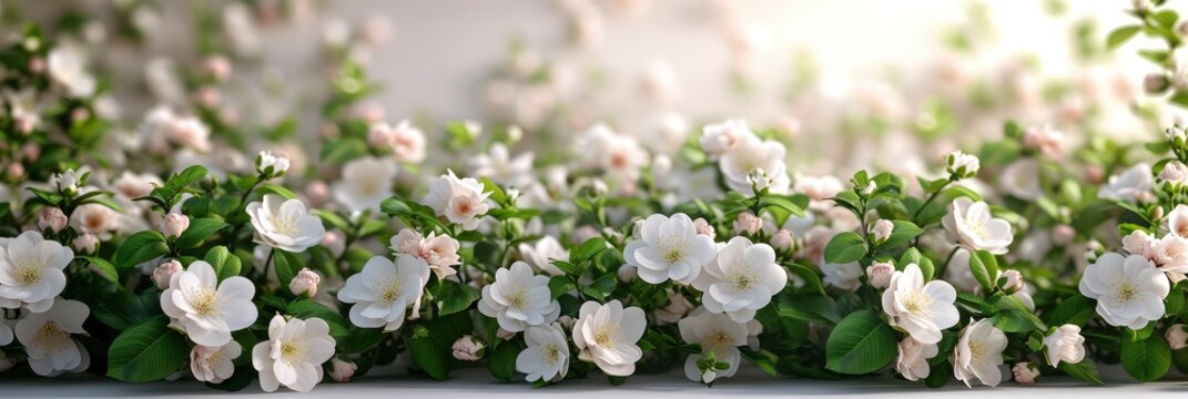 Beautiful Floral Border Made Fresh White, Background HD, Illustrations