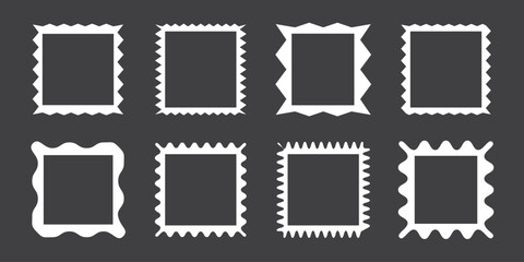 set of torn and wavy frames. wave curve edge shape. zig zag edge rectangle shape set. Ragged template sheet, Zig zag Edge Rectangle Shapes Set. Vector Wavy Box Rectangular. 