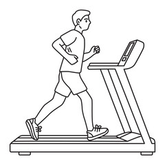 Line art of man running on treadmill vector