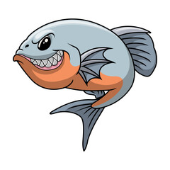 Cute piranha cartoon a swimming - 715224365