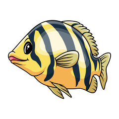 funny cute tiger fish cartoon - 715225134