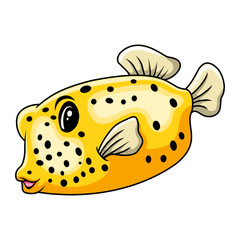 Cute funny cartoon pufferfish A smile - 715225303