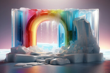 the beauty of ice blocks and rainbows