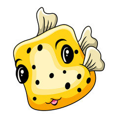Cute funny cartoon pufferfish A smile - 715225360