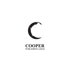 initial C feather pen publishing logo design