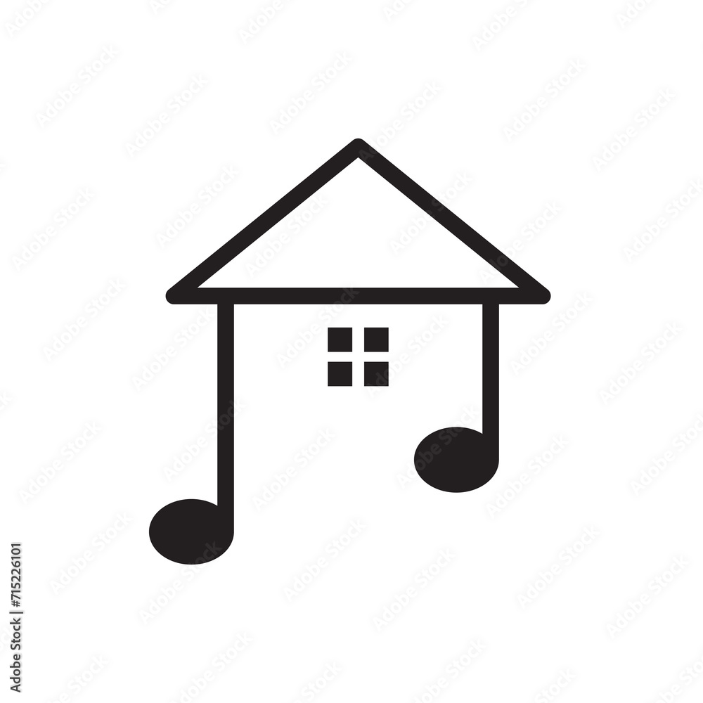 Sticker music note home icon logo vector