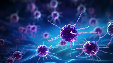 Virus cells abstract science concept, medical research background