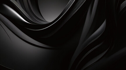 黒の抽象的な背景デザイン。モノクロ色のモダンな波線パターンのギョーシェ曲線。バナー、ビジネス背景用のプレミアムストライプテクスチャ。暗い水平ベクトル テンプレート