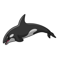 Cute orca cartoon a swimming - 715228330