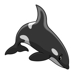 Cute orca cartoon a swimming - 715228360