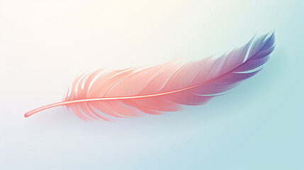 art of a single, delicate feather, simple clean lines and soft, natural color gradients