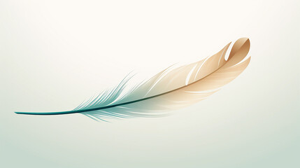 art of single delicate feather details simplified into clean lines and soft, natural color gradients