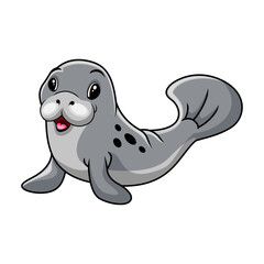 A Cute cartoon seal swimming - 715228724