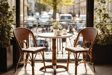 City street restaurant cafe travel table sidewalk chair terrace building