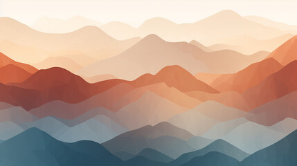 Fototapeta na wymiar An abstract pattern of minimalist mountain peaks, each layer a gradient of earthy colors