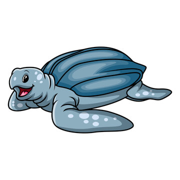 Cute cartoon turtle a swimming