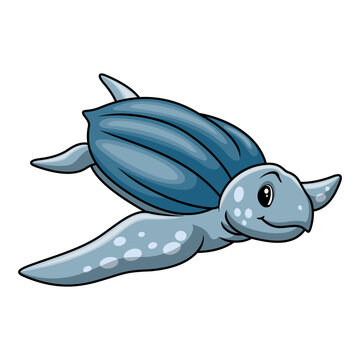 Cute cartoon turtle a swimming