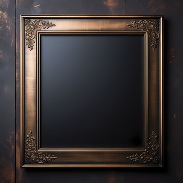 vintage copper metal frame on the wall