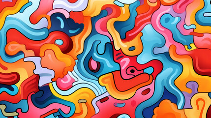 Obraz premium Funny doodle seamless pattern, artistic background