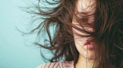 Woman have damaged and broken hair, loss hair, dry problem concept.