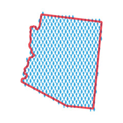 Arizona population map. Stick figures people map. Pattern of men and women. Flat vector illustration
