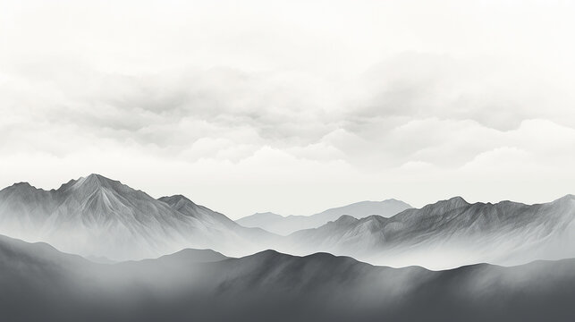 a minimalist line art of a mountain range