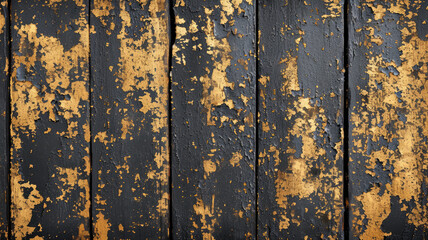 gold paint pealing off of old wooden table top view