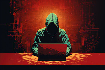 Cyber Security Hacker at Workstation, Generative AI - obrazy, fototapety, plakaty